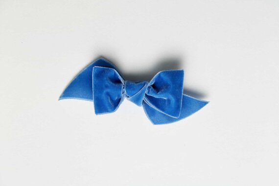 Ice Blue Velvet Tuxedo Bow n°361 (L)