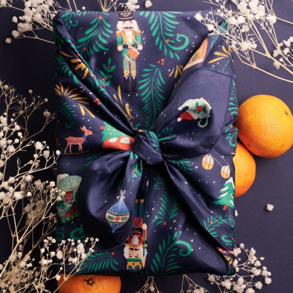 A fabric wrap Furoshiki in the design Christmas Tale by IMPRESSION ORIGINALE